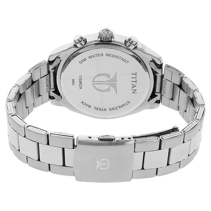 Titan Men's Metropolitan Luxe: Multifunction dark grey Dial with Two - Tone Stainless Steel Bracelet Watch - The Watch Factory ®