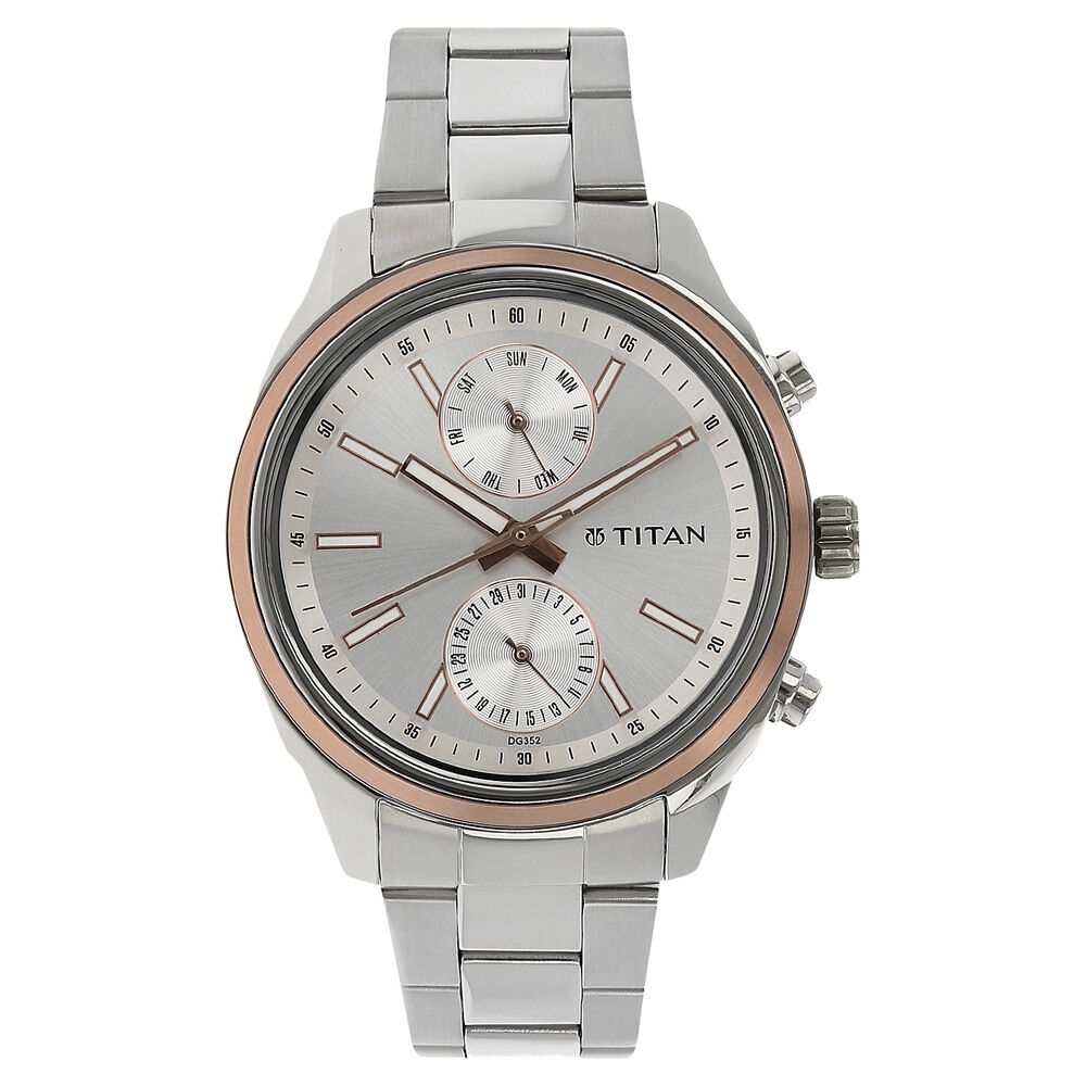Titan Workwear Quartz Multifunction Silver Dial Stainless Steel Strap Watch for Men - The Watch Factory ®