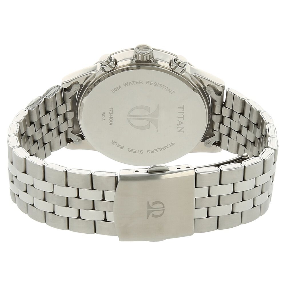 Titan Men's Metropolitan Luxe: Multifunction blue Dial with Two-Tone Stainless Steel Bracelet Watch NS1734KM01