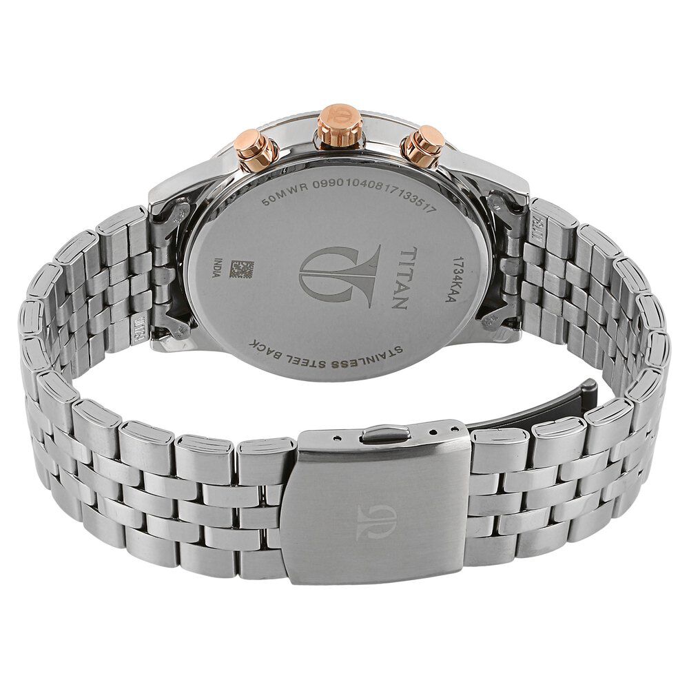 Titan Workwear Quartz Multifunction Brown Dial Stainless Steel Strap watch for Men NS1734KM03