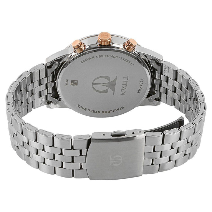 Titan Workwear Quartz Multifunction Brown Dial Stainless Steel Strap watch for Men NS1734KM03