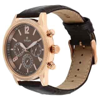 Titan Workwear Watch with Brown Dial & Leather Strap NP1734WL01 (DG809)