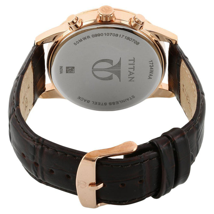 Titan Men's Metropolitan Luxe: Multifunction brown Dial with leather Strap - The Watch Factory ®
