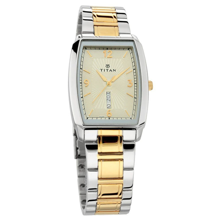 Titan Quartz Analog with Day and Date Silver Dial Stainless Steel Strap Watch for Men-NP1737BM02