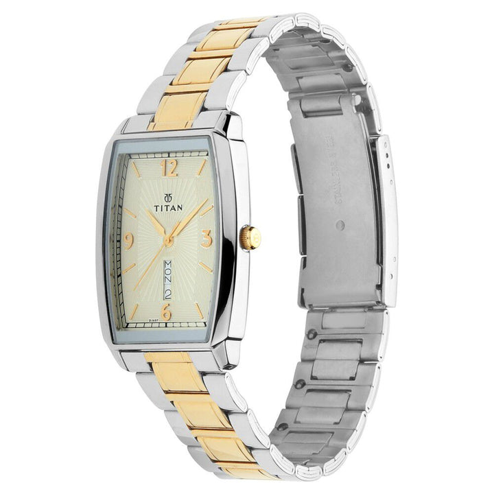 Titan Quartz Analog with Day and Date Silver Dial Stainless Steel Strap Watch for Men-NP1737BM02