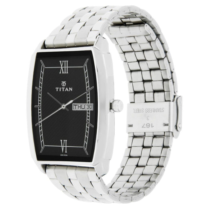 Titan Karishma Black Dial Analog with Day and Date Quartz Stainless Steel Strap Watch for Men-NK1737SM02