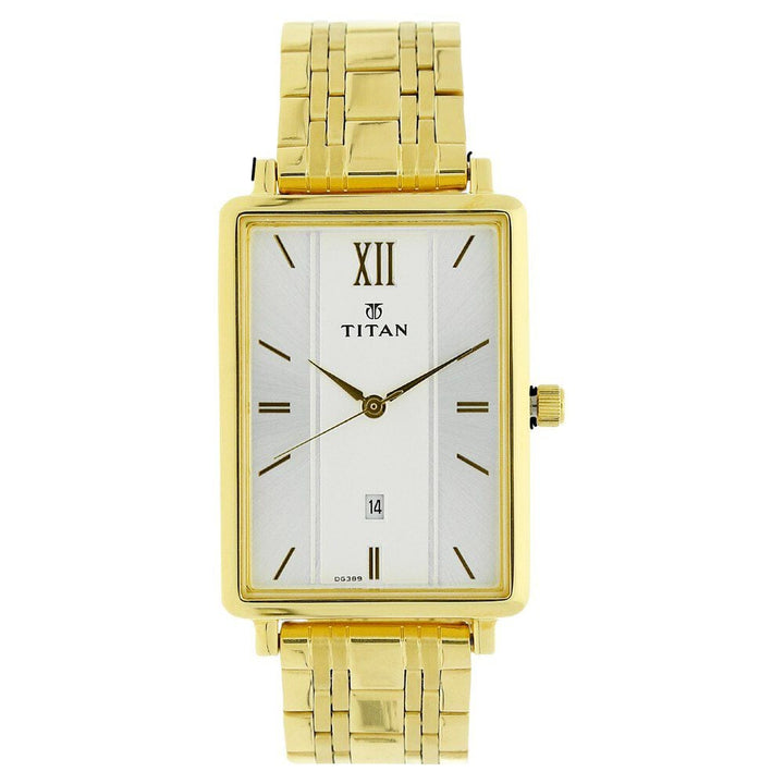 Titan Karishma White Dial Analog with Date Stainless Steel Strap watch for Men-NK1738YM01