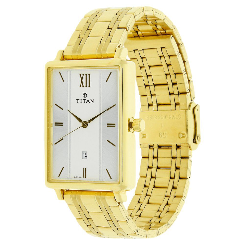 Titan Karishma White Dial Analog with Date Stainless Steel Strap watch for Men-NK1738YM01