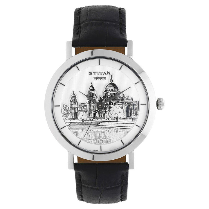 Titan Forever Kolkata Off White Dial Analog Leather Strap watch for Men-1740SL01