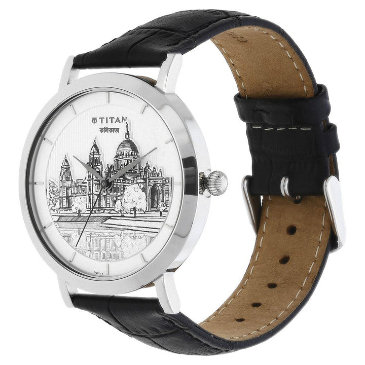 Titan Forever Kolkata Off White Dial Analog Leather Strap watch for Men-1740SL01