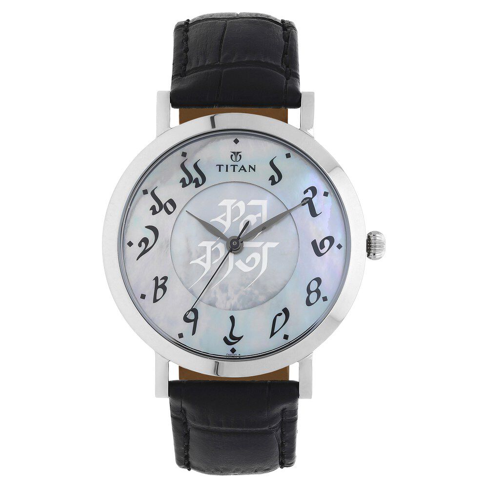 Titan Forever Kolkata Mother of Pearl Dial Analog Leather Strap watch for Men-1740SL02