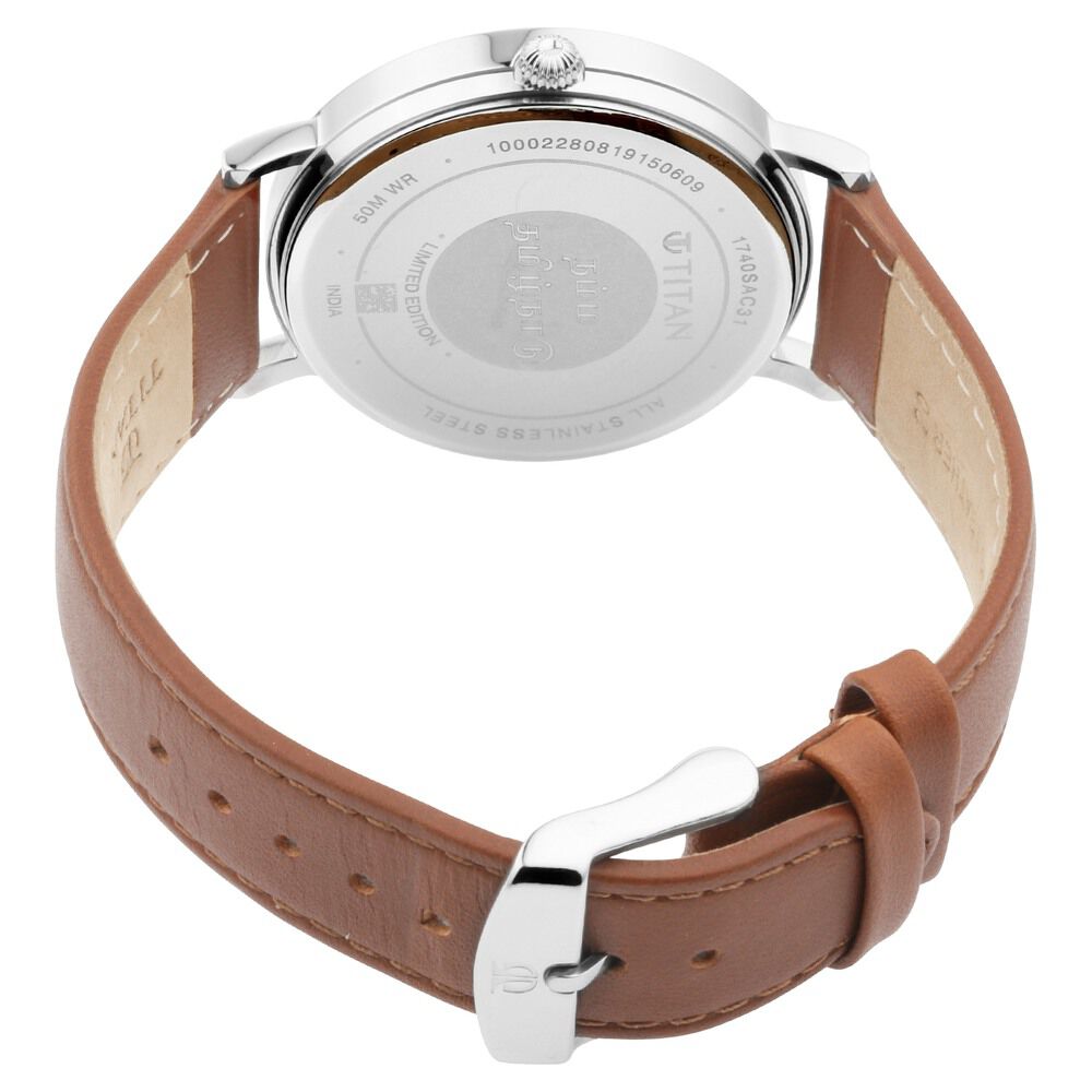Titan Namma Tamil Nadu Grey Dial Analog Leather Strap watch for Men-1740SL03