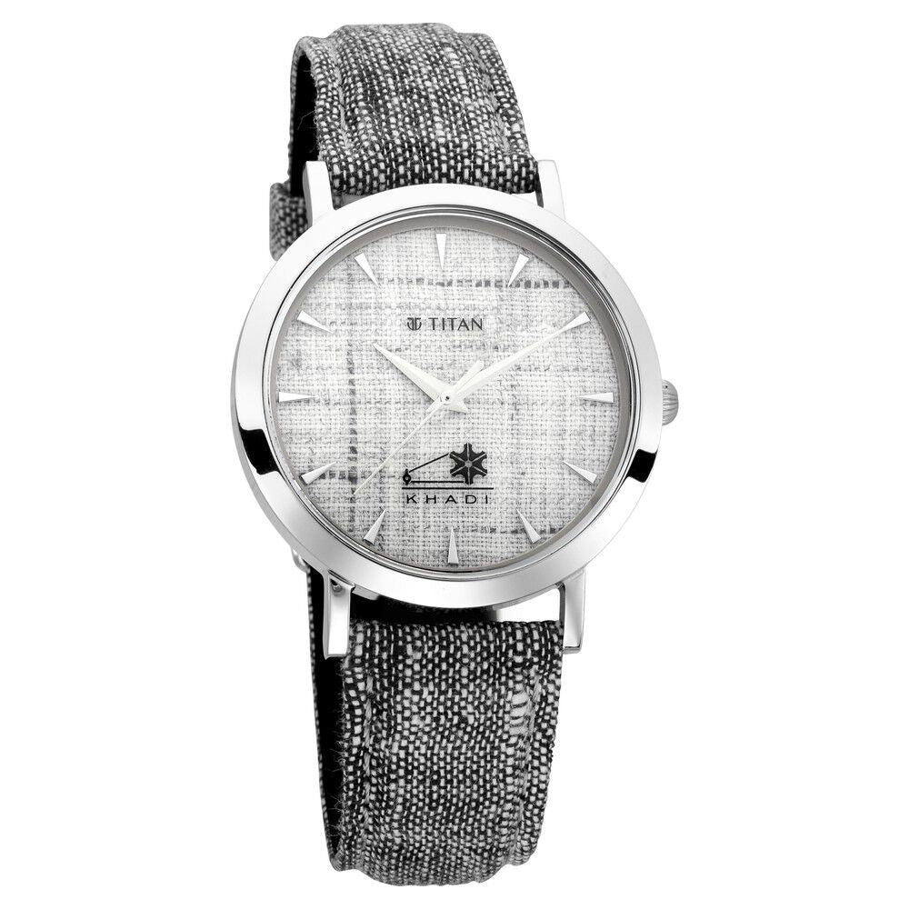 Titan Khadi Grey Dial Analog Stainless Steel Strap Watch for Men-1740SL07