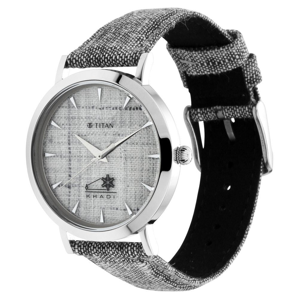 Titan Khadi Grey Dial Analog Stainless Steel Strap Watch for Men-1740SL07