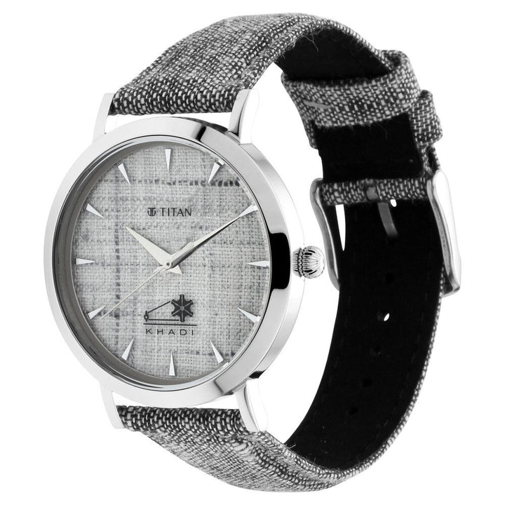Titan Khadi Grey Dial Analog Stainless Steel Strap Watch for Men-1740SL07