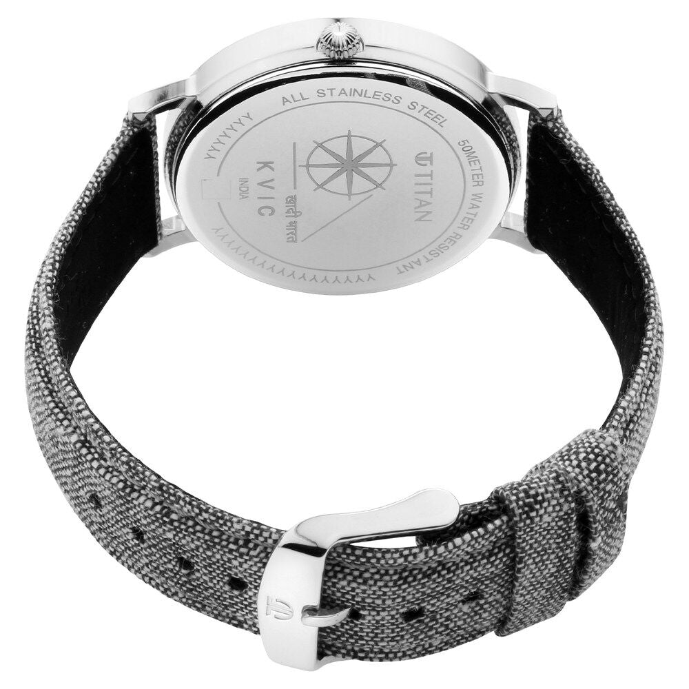 Titan Khadi Grey Dial Analog Stainless Steel Strap Watch for Men-1740SL07