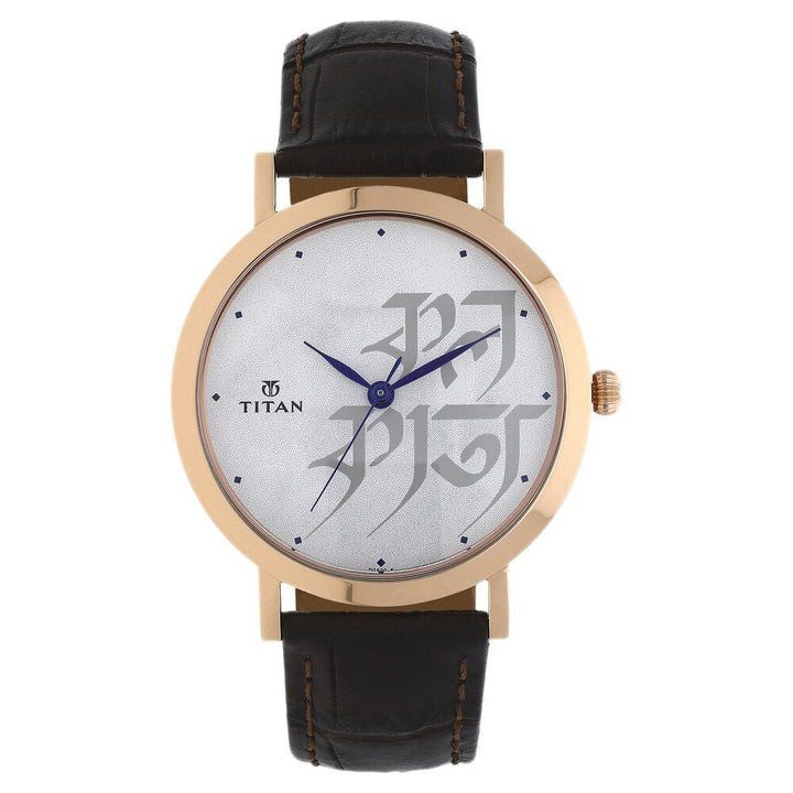 Titan Forever Kolkata Grey Dial Analog Leather Strap watch for Men-1740WL01
