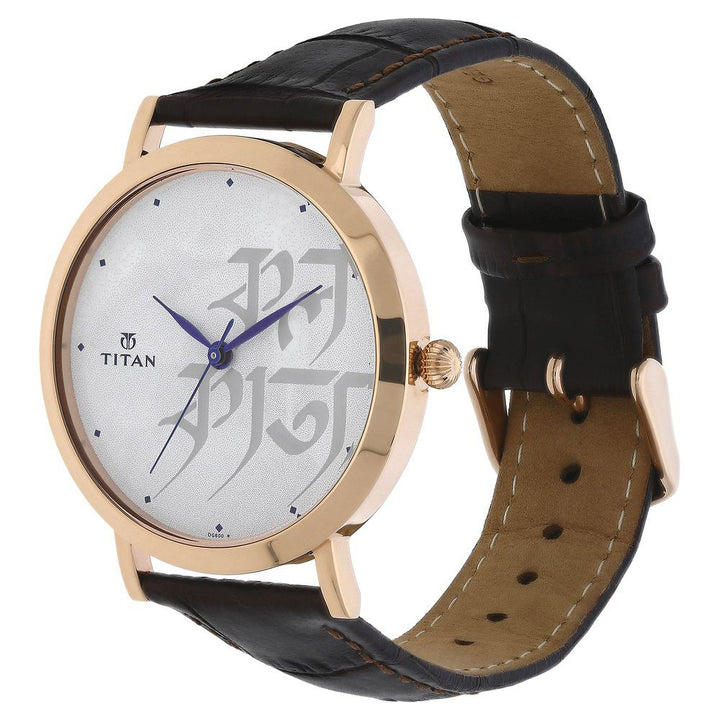 Titan Forever Kolkata Grey Dial Analog Leather Strap watch for Men-1740WL01
