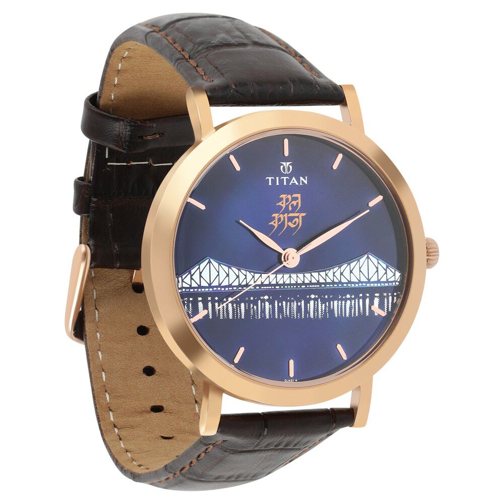 Titan Quartz Analog Mother of Pearl Dial Leather Strap Watch for Men-1740WL03