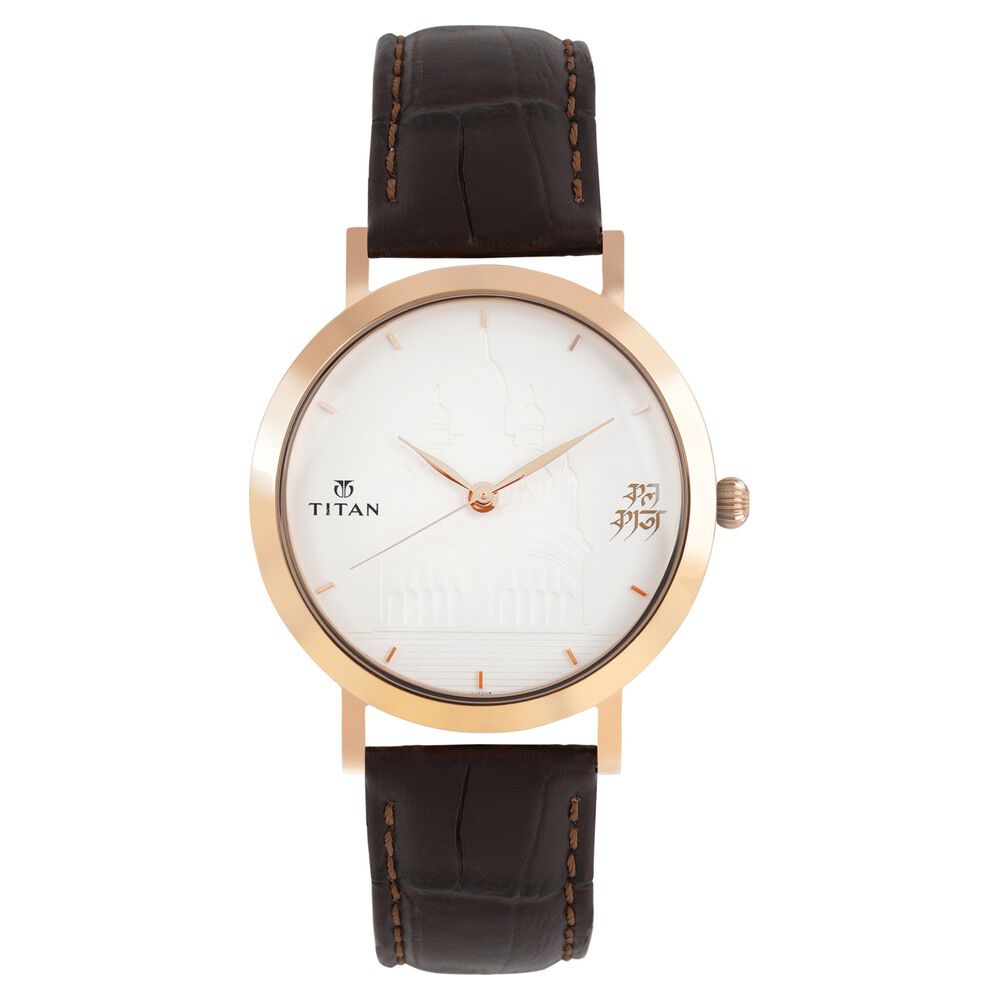 Titan Forever Kolkata Silver Dial Analog Leather Strap watch for Men-1740WL04