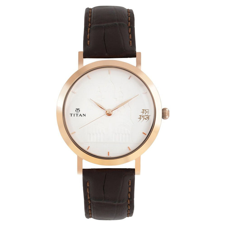 Titan Forever Kolkata Silver Dial Analog Leather Strap watch for Men-1740WL04