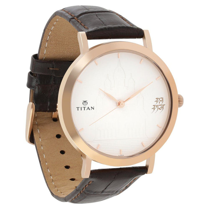 Titan Forever Kolkata Silver Dial Analog Leather Strap watch for Men-1740WL04