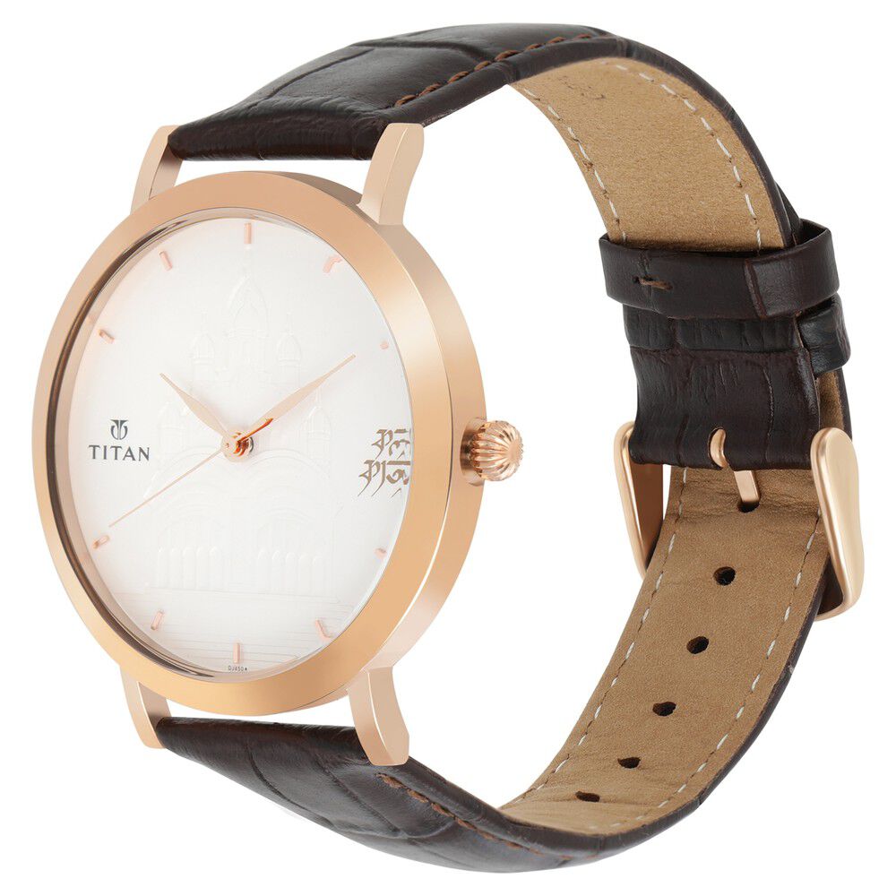 Titan Forever Kolkata Silver Dial Analog Leather Strap watch for Men-1740WL04