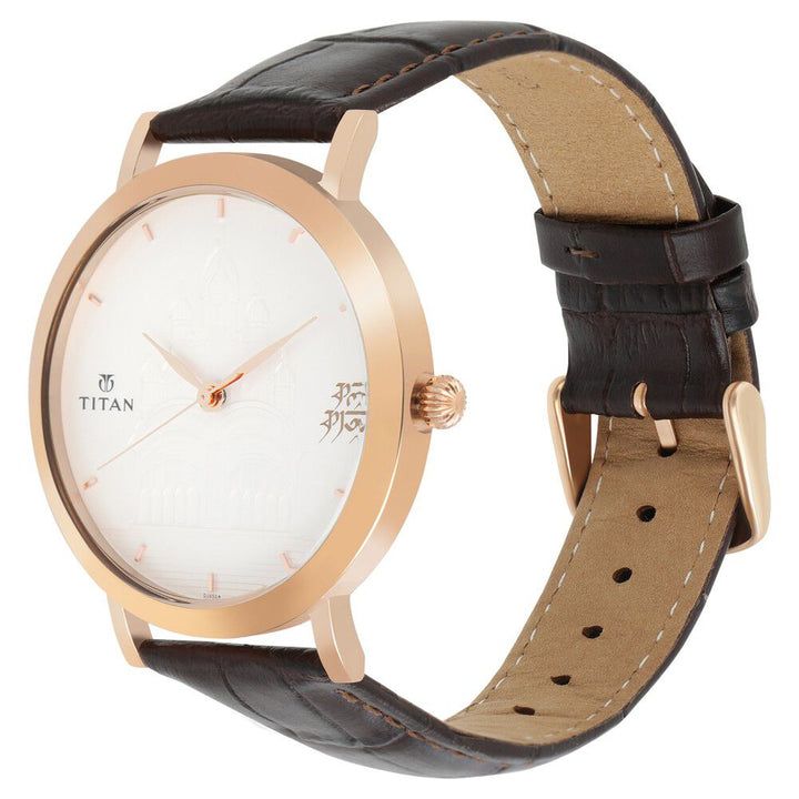 Titan Forever Kolkata Silver Dial Analog Leather Strap watch for Men-1740WL04