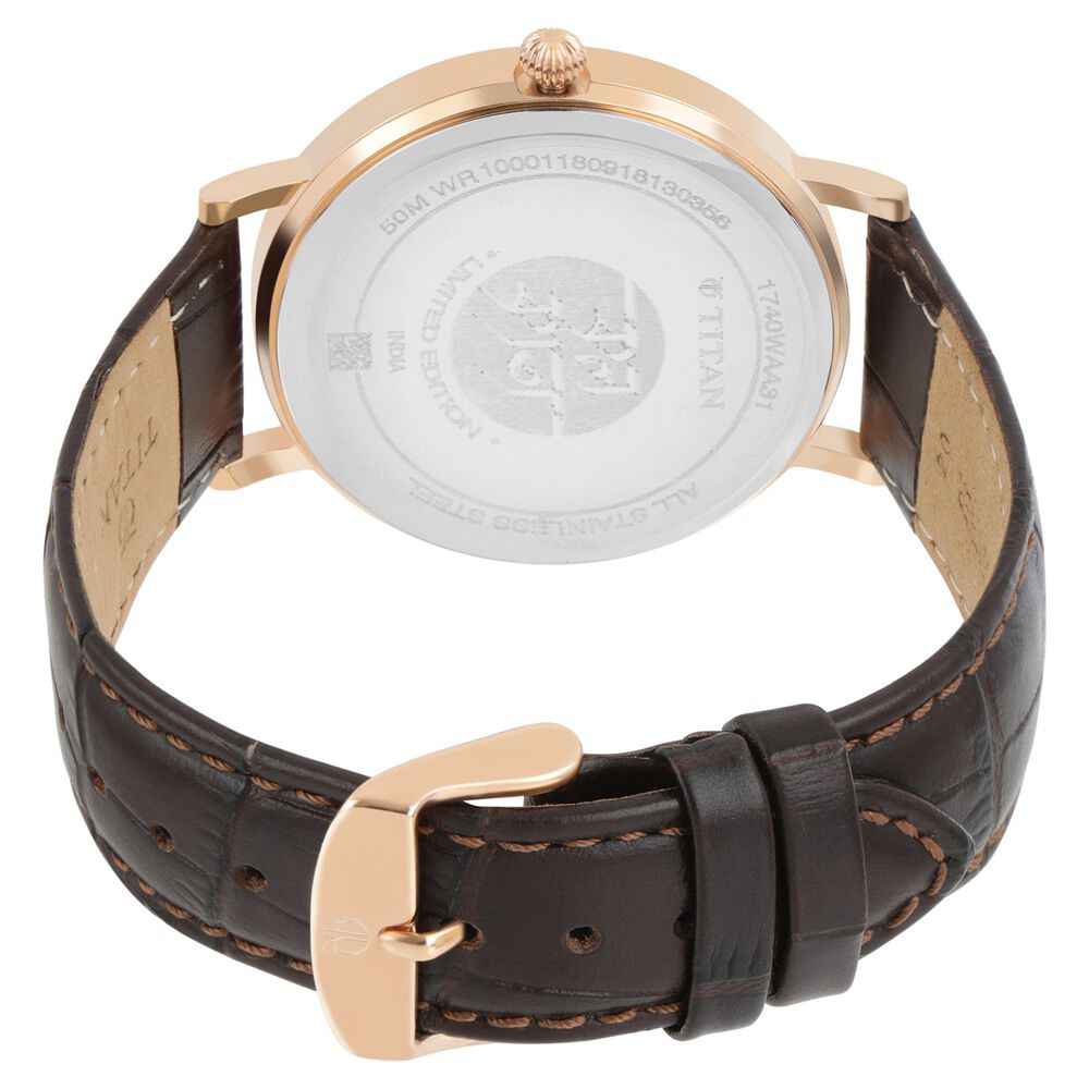 Titan Forever Kolkata Silver Dial Analog Leather Strap watch for Men-1740WL04