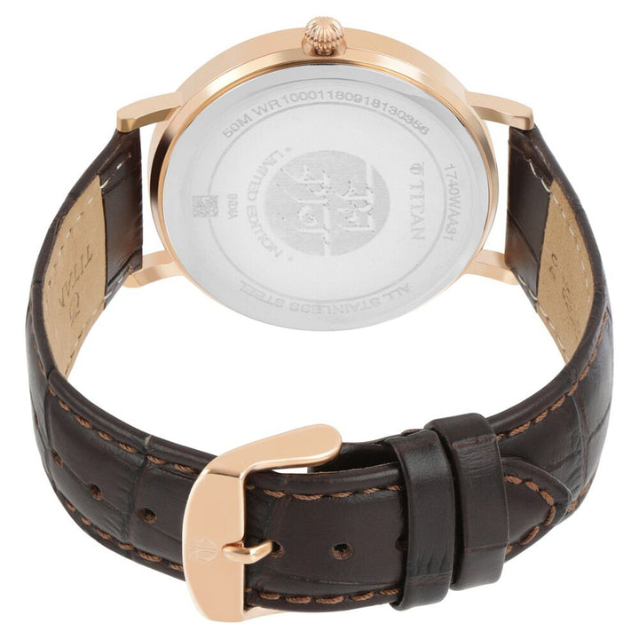 Titan Forever Kolkata Silver Dial Analog Leather Strap watch for Men-1740WL04