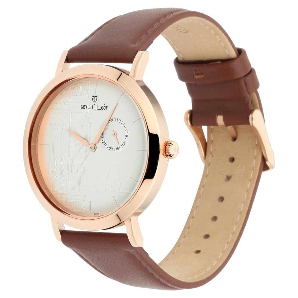 Titan Namma Tamil Nadu Silver Dial Analog Leather Strap Watch for Men-1740WL07