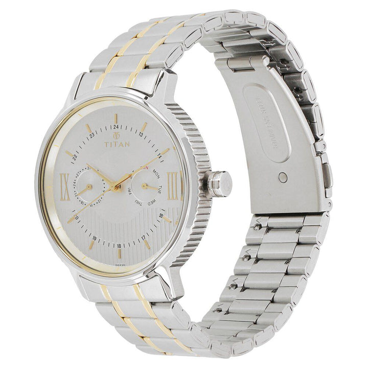 Titan Regalia Baron Silver Dial Analog with Day and Date Stainless Steel Strap watch for Men - The Watch Factory ®