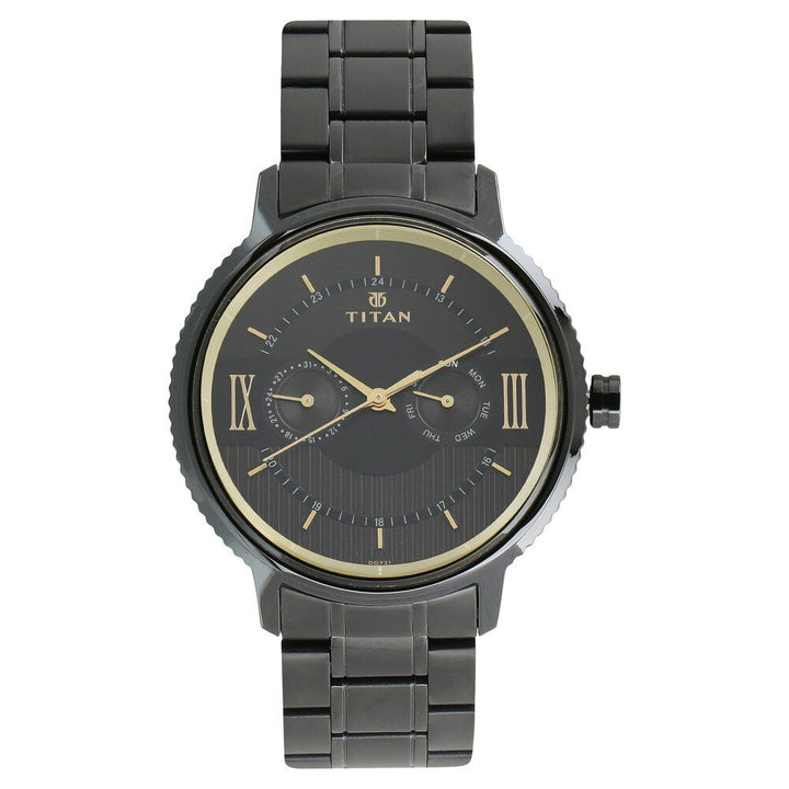 Titan Regalia Baron Black Dial Analog with Day and Date Stainless Steel Strap Watch for Men NS1743NM01