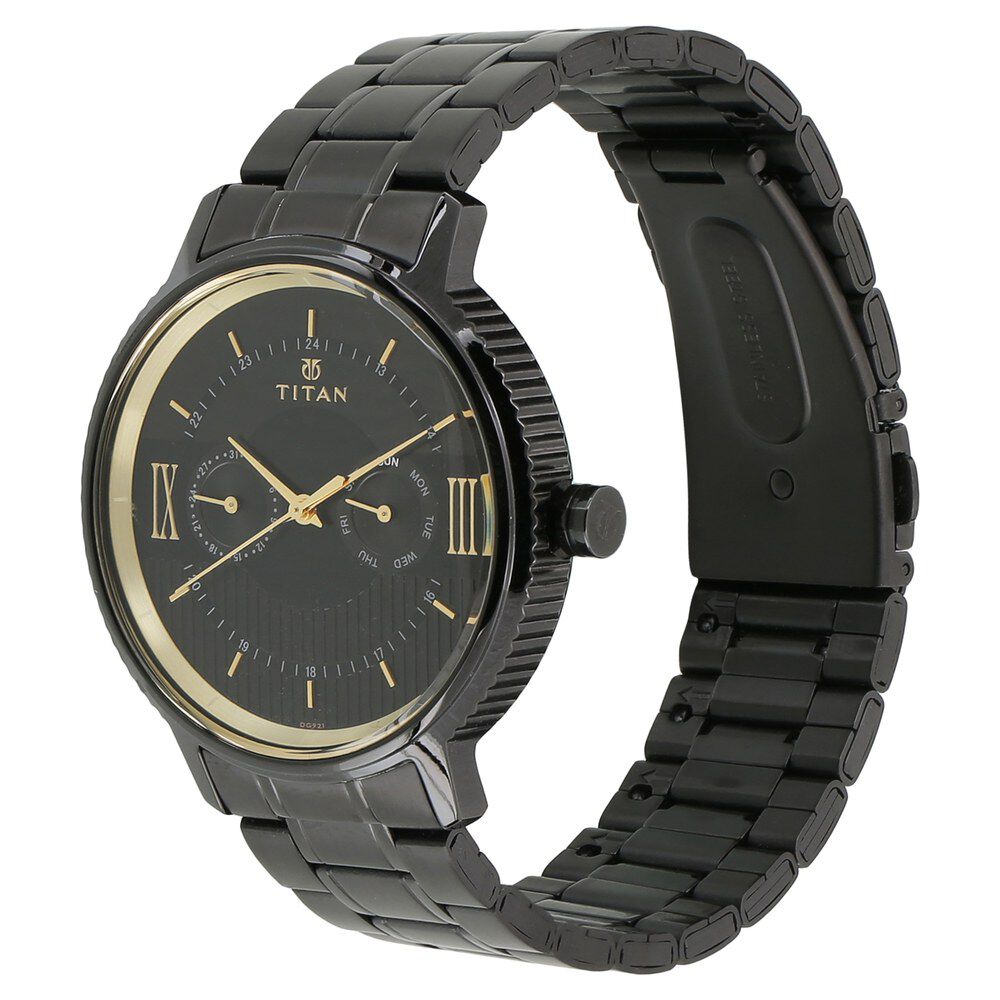 Titan Regalia Baron Black Dial Analog with Day and Date Stainless Steel Strap Watch for Men NS1743NM01