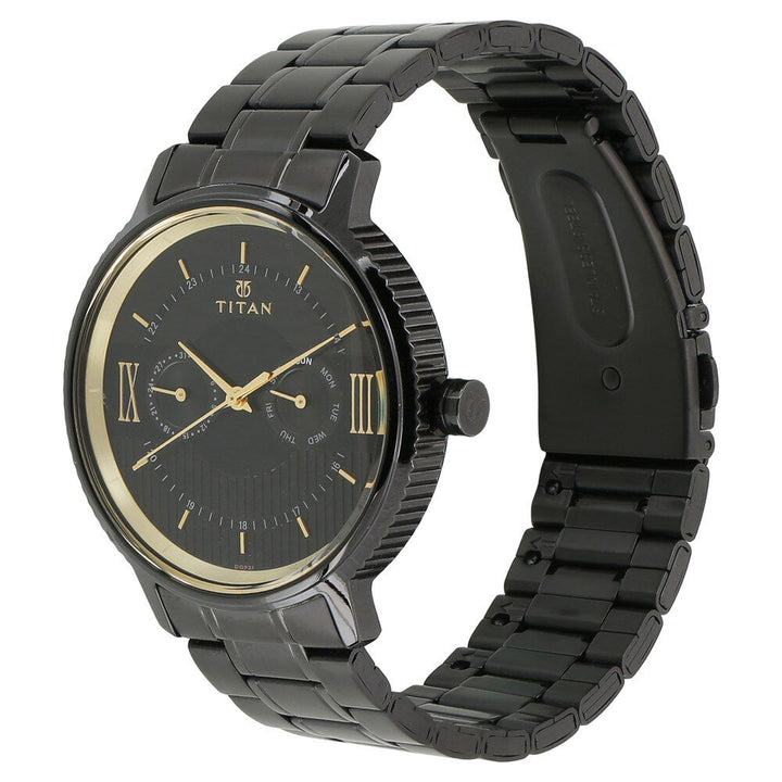 Titan Regalia Baron Black Dial Analog with Day and Date Stainless Steel Strap Watch for Men NS1743NM01