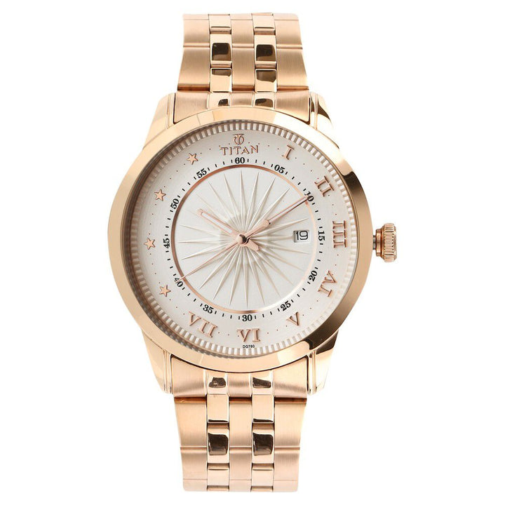 Titan Regalia Sovereign Quartz Analog with Date Silver Dial Stainless Steel Strap Watch for Men-NS1752WM01