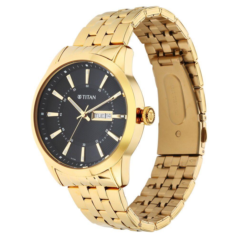 Titan Regalia Opulent Champagne Dial Analog with Day and Date Stainless Steel Strap watch for Men - The Watch Factory ®