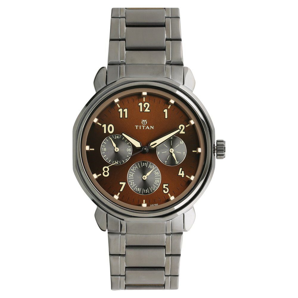 Titan Quartz Multifunction Brown Dial Stainless Steel Strap watch for Men - The Watch Factory ®