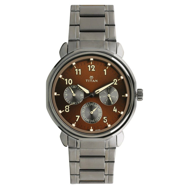 Titan Quartz Multifunction Brown Dial Stainless Steel Strap watch for Men - The Watch Factory ®