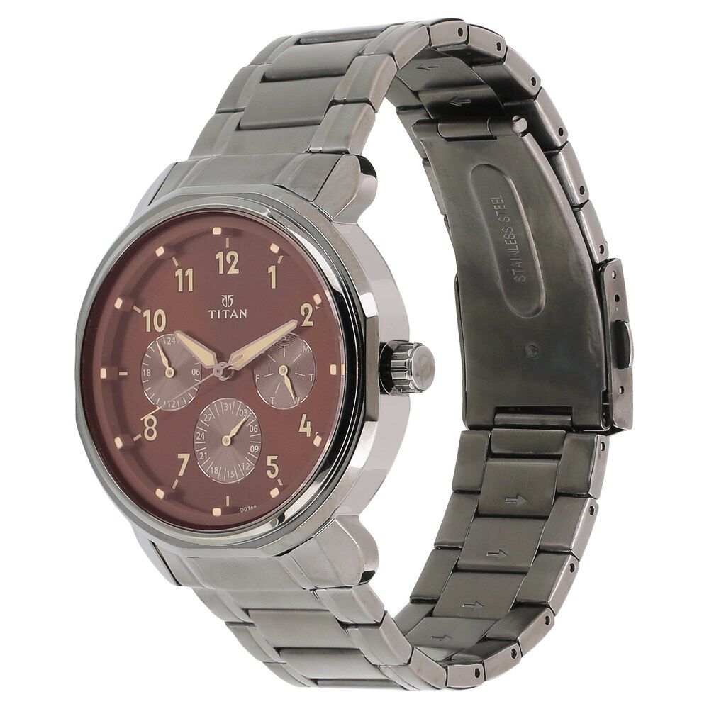 Titan Quartz Multifunction Brown Dial Stainless Steel Strap watch for Men - The Watch Factory ®