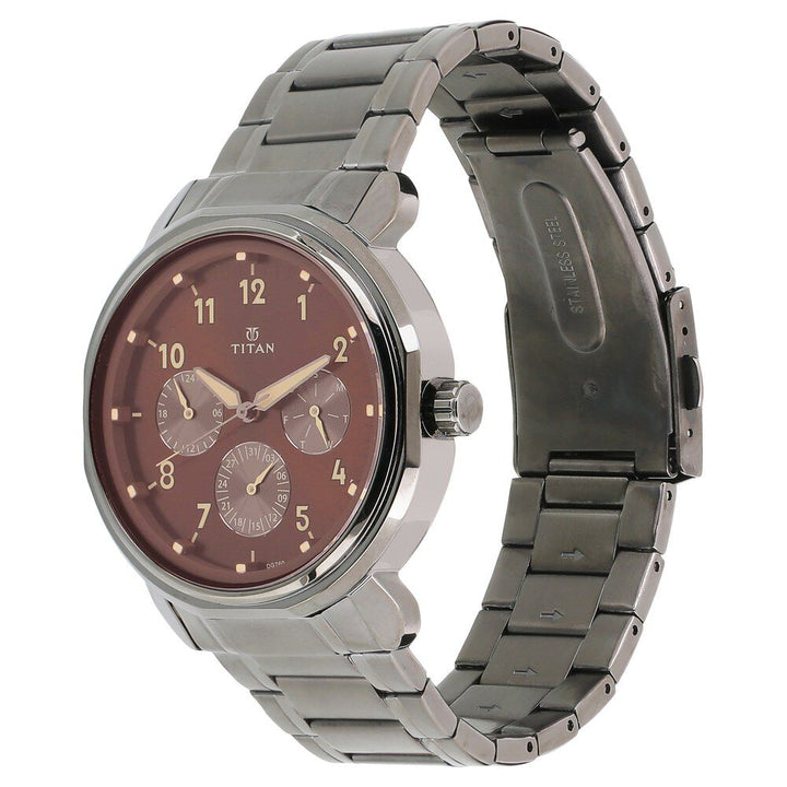 Titan Quartz Multifunction Brown Dial Stainless Steel Strap watch for Men - The Watch Factory ®