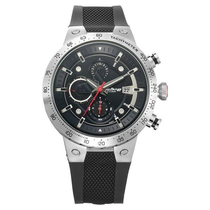 Titan Octane Black Dial Chronograph Strap watch for Men-NP1761KP01