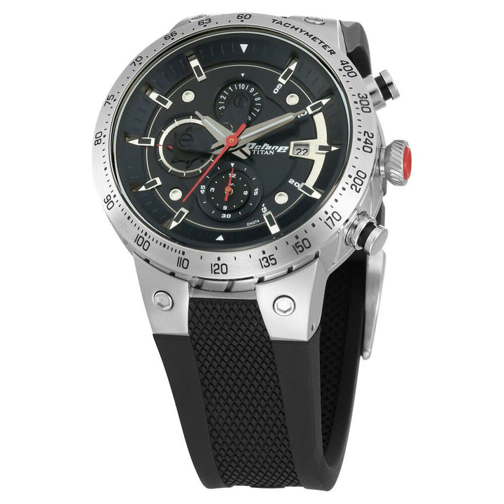 Titan Octane Black Dial Chronograph Strap watch for Men-NP1761KP01