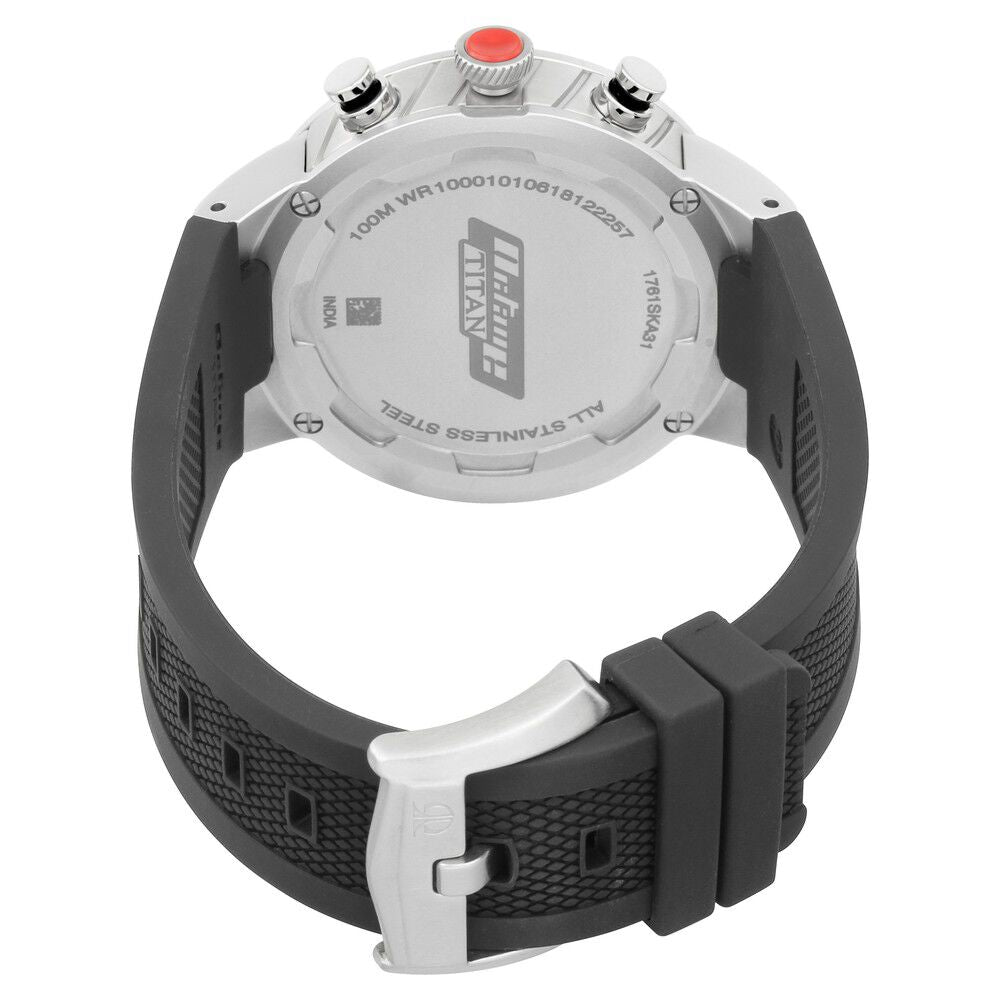 Titan Octane Black Dial Chronograph Strap watch for Men-NP1761KP01