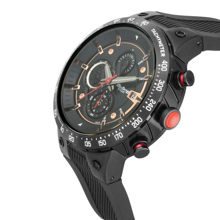 Titan Octane Black Dial Chronograph PU Strap watch for Men-NN1761KP02