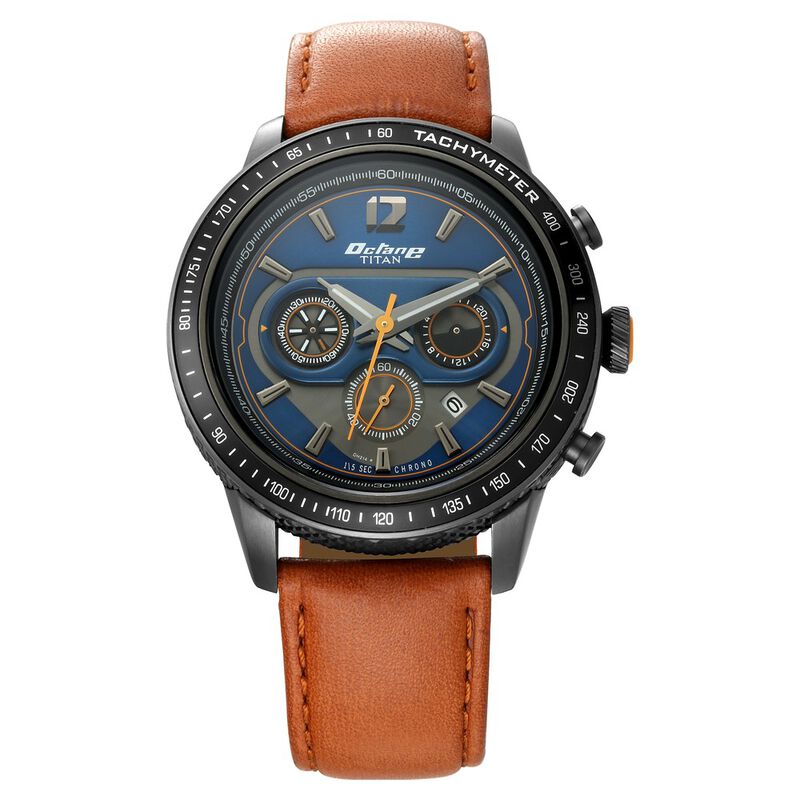 Titan Octane Blue Chrono Leather Strap Watch For Men
