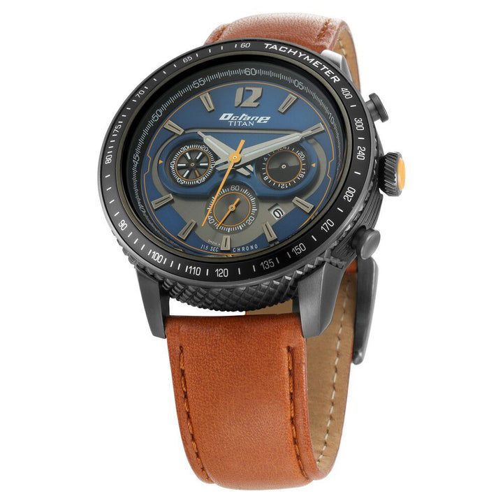 Titan Octane Blue Chrono Leather Strap watch for Men NS1762KL01