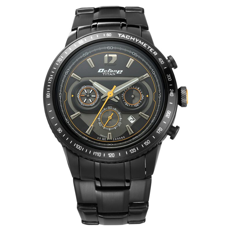 Titan Octane Black Dial Chrono Metal Strap watch for Men – The Watch ...