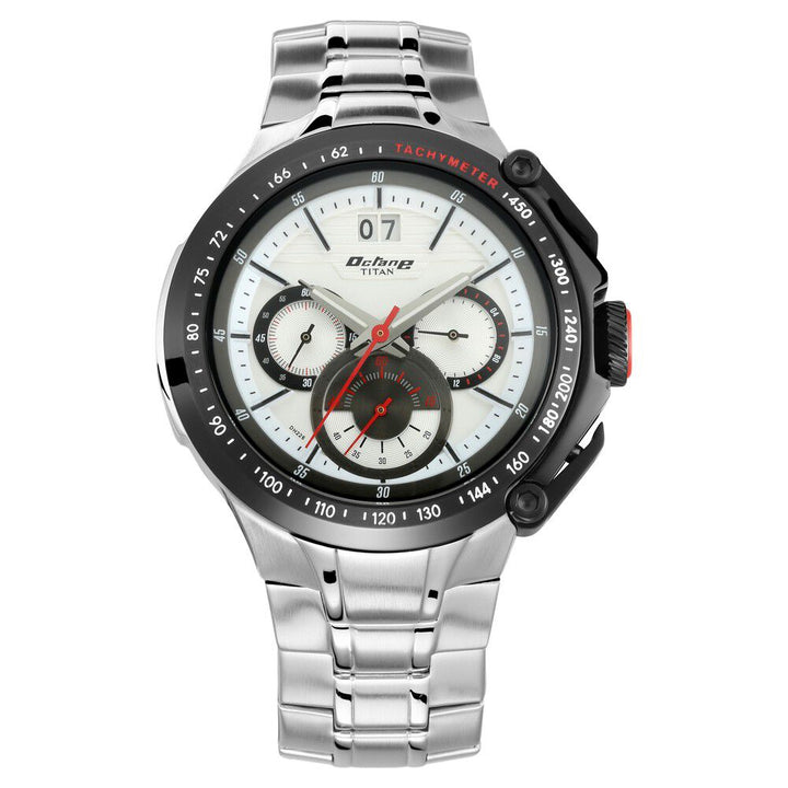 Titan Octane White Chrono Stainless Strap watch for Men-1765KM01