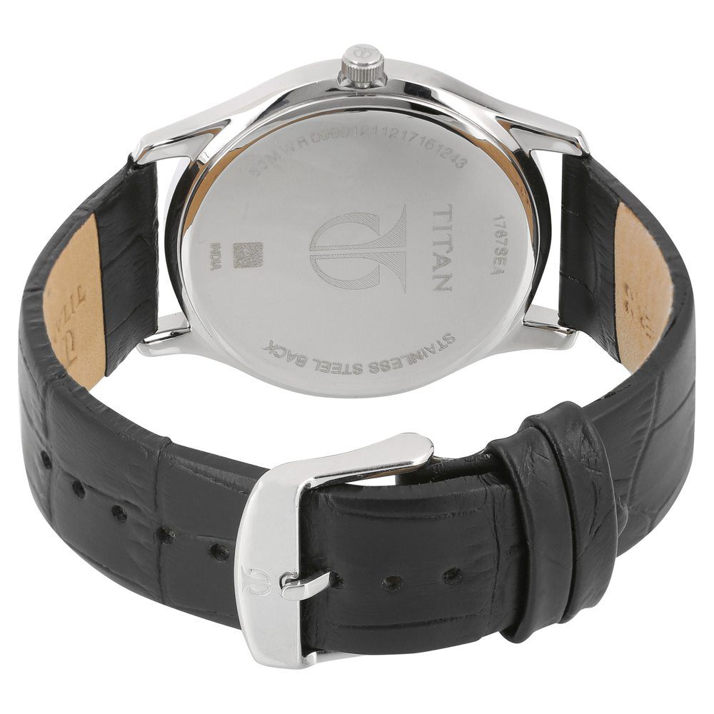 Titan Workwear Blue Dial Analog with Day and Date Leather Strap watch for Men NR1767SL03